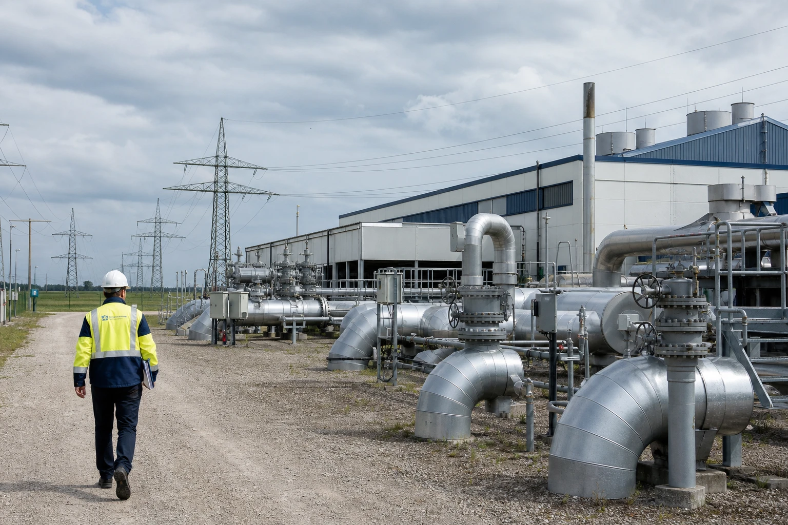 Gas-Verdichterstation einer Fernleitung, sie wird auf die Wasserstoffumstellung vorbereitet.