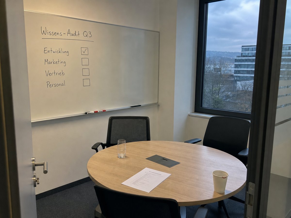 Team of mixed-tenure professionals working together at a whiteboard with both handwritten notes and AI-generated diagrams visible, illustrating the balance between human expertise and AI assistance