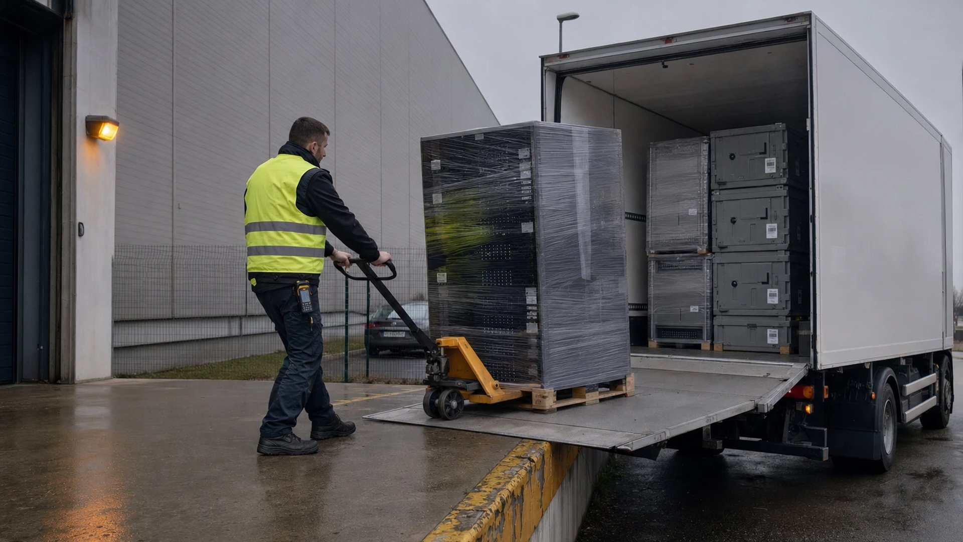 Server hardware being delivered to the loading dock of a European data center where Chinese open-weight models can be self-hosted
