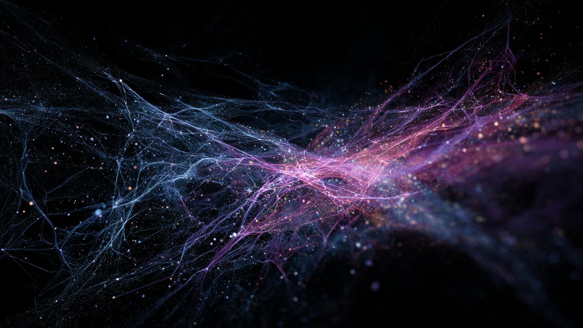 Abstract visualisation of Enterprise AI: Connected data streams and neural networks symbolising the integration of AI into enterprise workflows